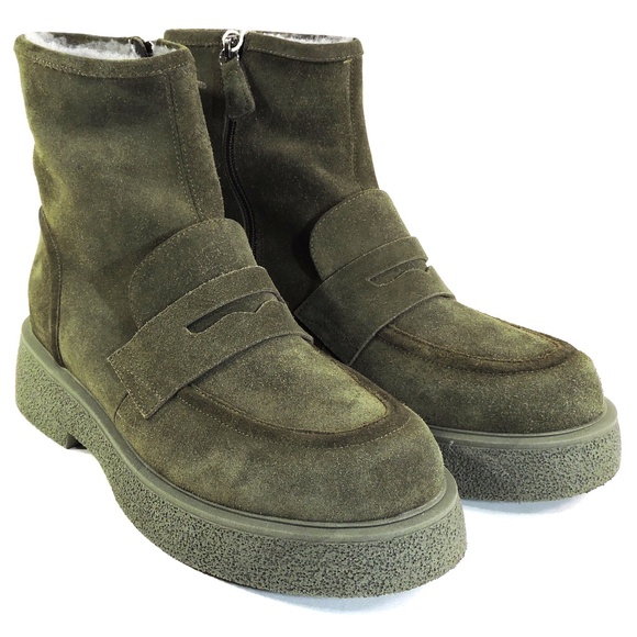 LORIBLU 🇮🇹 WOMEN'S GRIN SUEDE COMFORT LAMB FUR WINTER ANKLE BOOTIES - Picture 2 of 7